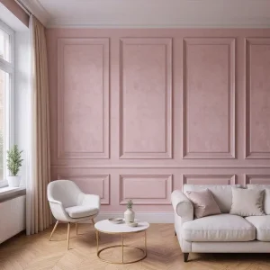 Classic Dark Pink Sandstone Pattern Wood Panel Wall Mural Wallpaper for Hotel Office Decoration