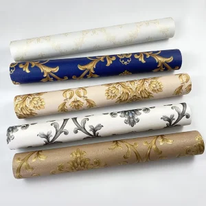 Classic European 3D Floral Luxury PVC Wallpaper for Bedroom Living Room Restaurant & Hotel Indoor Background