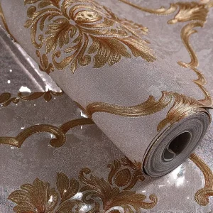 Classic Flower 3D Pattern European Design PVC Wallpaper Roll for Commercial Use Hotel Heat Insulation Luxury Study Bedroom