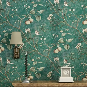 Classic Flower PVC Wallpaper Designs Waterproof 3D Non Woven Wall Paper Rolls