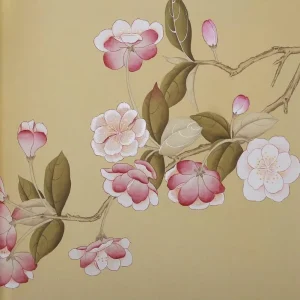 Classic Flowers Oriental Style Embroidery Wall Paper 3D Luxury