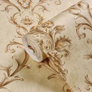 Classic Luxury European Hotel Wall Decoration 3D Relief Non Woven Wallpaper Heat Insulation for Study Living Room Background