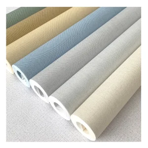 Classic Modern Solid Color Linen Non Woven Wallpaper Beige for Hotel Use Mold Proof No Glue