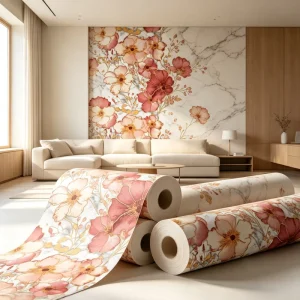Classic Pink Ditsy Floral Wallpaper Waterproof Anti Static Self Adhesive Wall Paper for Kitchen Bathroom Home Wall Decoration