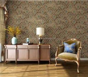 Classic Retro Style European Patterned Living Room Bedroom PVC Wallpaper Rolls