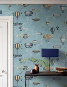 Classic Steampunk Airship Wallpaper Mural Waterproof Vintage Hot Air Balloon Cloud Wall Paper for Children Kids Room Wallpaper