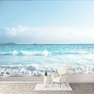 Coastal Wave Landscape Wall Mural for Hotel Guest Room Lounge Easy to Install