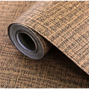 Coffee Burlap Textured Fabric Self Adhesive Modern Waterproof Wallpaper for Bedroom and Entertainment Use