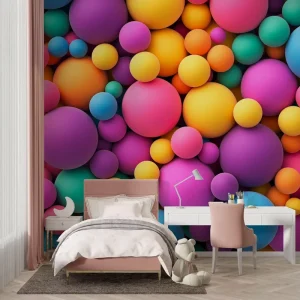 Colorful 3D Foam Wallpaper Murals Rainbow Geometric Pattern Wallpapers Suitable for Children’s Rooms