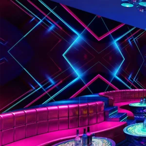 Colorful Glitter Geometric Modern Silk Wall Mural with Easy Installation for Night Clubs and Household Use