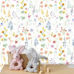 Colorful Hand Painted Floral PVC Wallpaper Scandinavian Style Self Adhesive Waterproof Mold Proof Wall Sticker Household Kitchen