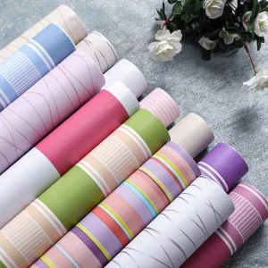 Colorful Stripe Waterproof PVC Wallpaper Minimalist Self Adhesive for Bedroom Remodel