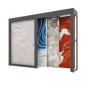 Commercial Curtain Wallpaper Display Rack Custom Carpet Sample Display Rack and Stand Hanging Curtain Display Stand