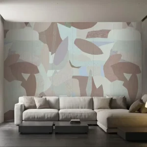 Commercial Grade Abstract Geometric Color Block Beige Wallpaper Mural Custom Teal Wall Art for Hotel Cafe Office Home Decoration