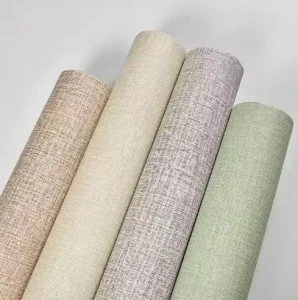 Commercial Hotel Fabric backed PVC Fireproof Waterproof Eco Friendly Self Adhesive Wallpaper Textile Wall Apartment Kitchen