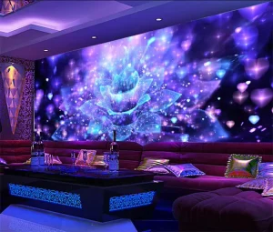 Cool Nightclub Wallpaper Sticker Flower bar KTV Mural Wallpaper 3d Custom Design Waterproof Wall Sticker Adhesive