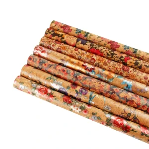 Cork Fabric 45x30cm Rose Printing Cork PU Leather Sheet Eco-Friendly for Cork Purses & Luxury Boxing Packaging