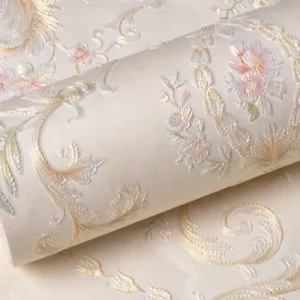 Country Pastoral 3D Floral Embossed Wallpaper Peel Stick Non-Woven Fireproof Washable Removable Hall Kitchen Bedroom Bathroom