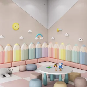 Crayon Design Wall Panel Wall Padding for Kids Wallpaper for Kindergarten
