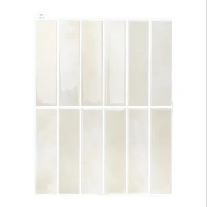 Cream White Long Strip Peel and Stick Wall Tiles