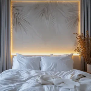 Cream-colored Tone Palm Leaf Non Woven Mural Custom Watercolor Style Tropical Wall Art for Bedroom Living Room Fire Resistant