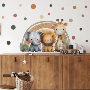 Creative Cartoon Cute Animals Rainbow Wallpaper Die Cut Sticker for Home Decor Kids Room Kindergarten Wall Decoration