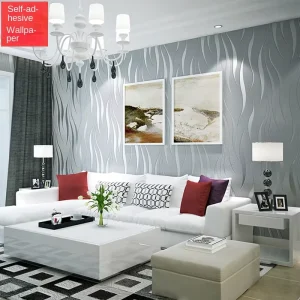 Cross border Modern Self adhesive 3D Striped Wavy Non woven Thickened Wallpaper for Bedroom Living Room Background Wall Sticker