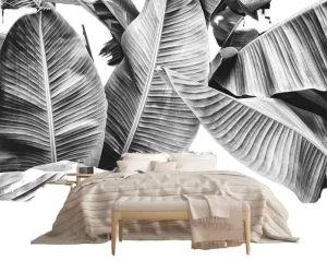 Custom 3D Craft Exquisite Carving Textured Non Woven Fireproof Waterproof Botanical Wall Mural Wallpaper Nature Scenery Hotel