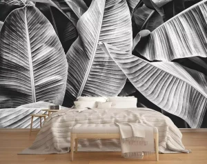 Custom 3D Craft Exquisite Carving Textured Wall Mural Wall Paper Nature Scenery Plant Leaf Wallpaper Decoration Mural for Home