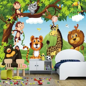 Custom 3D Mural Cartoon Animal Photo Wallpaper Boys Girls Children Room Bedroom Background Wall Painting Wallpaper for Kids Room