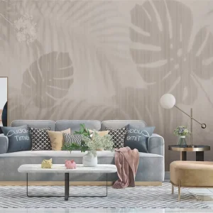 Custom 3D Printed Waterproof Eco-Friendly Botanical Tropical Leaves Flower Wall Mural for Bedroom Dining Rooms