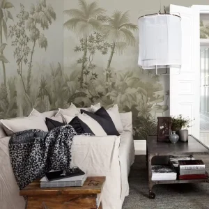 Custom 3D Tropical Mural Wallpaper Hand Painted Nature Landscape Wall Paper Jungle Plante Tree Leafs Floral Lake Wallpaper Mural