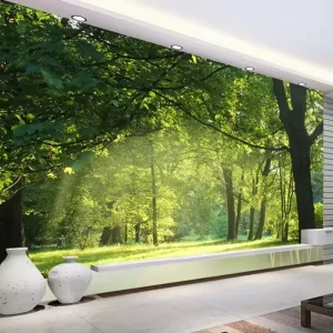 Custom 3D Wallpaper Green Tree Forest Landscape Wall Mural Living Room Bedroom Photo Wall Mural Home Decor