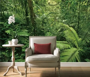 Custom 3d Peel and Stick Wall Mural Nature Scenery Forest Photo Wallpaper Hand Painted Plant Tree Leafs Floral Wallpaper Mural