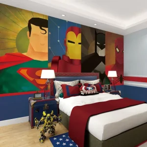 Custom 3d Print Home Decoration Interior Wall Paper Cartoon America Superhero Combo Wallpaper for Baby Kid Room Wall Decor Paper