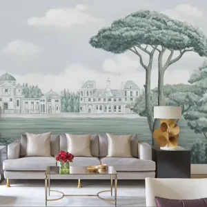 Custom 3d Printing Hand Painted Landscape Wallpaper Plant Character Animal Building Mountain Wall Decor Mural Wallpaper Photo