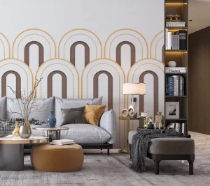 Custom Arch Decoration Geometric Pattern 3D Relief Paper Wallpaper