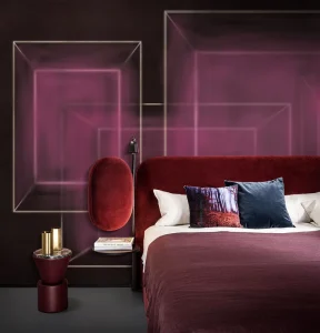 Custom Artistic Geometric Wallpaper Mural Custom Size Dark Purple Perspective Wall Decor for Bedroom Study Office Fade Resistant