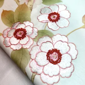 Custom Bead Embroidered Silk Wallpaper New Chinese Style Floral Design