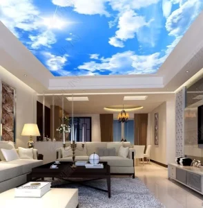 Custom Ceiling Mural Wallpaper 3D Blue Sky and White Clouds Living Room Bedroom Ceiling Background Photo Wallpaper