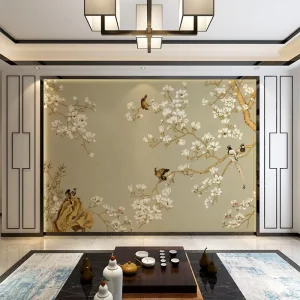 Custom Chinese Flower Bird Wallpaper Mural Background Wall House Decoration