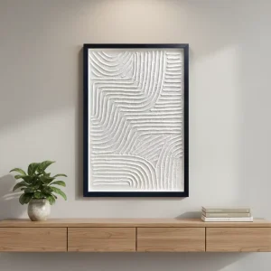 Custom Eco Friendly 3D Pulp Wall Art Painting Abstract Geometric Lines Office Decor Textured Wallpaper Mural