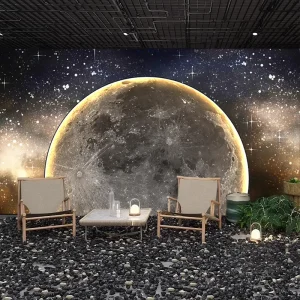 Custom Embossed Wallpaper Concave-Convex Lunar Patterns Industrial Style Background Wall 3D Mural Seamless Fabric Live