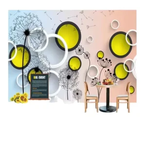 Custom European Floral Modern Dandelion Circle 3D Stereo TV Sofa Background Bedroom Self Adhesive Mural Wall Sticker Wallpaper