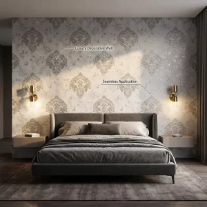 Custom European PVC Ceiling Wallpaper Rolls and Wall Panels for Hotel Decorative Options in Bedroom and Living Room