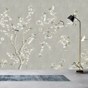 Custom Flower & Bird Paper Wall Mural Waterproof Elegant Wall Decoration for Bedroom and Dining Areas