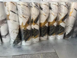 Custom Glossy Marble Peel and Stick Wallpaper Waterproof Self Adhesive for Kitchen Wall Furniture Decoration