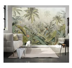 Custom Hand painted Background Wall Coating Tropical Plants Wallpaper Mural for Home
