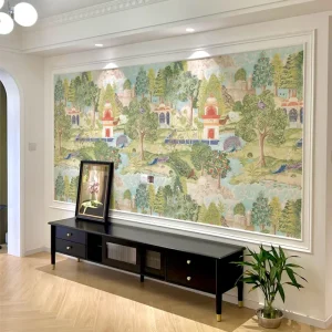 Custom Inkjet Digital Print High Quality Embossed Non-woven Wallpaper for Living Room Wall