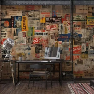 Custom Interior Wall Decoration Art Wallpaper Retro Music Lover Poster Collage Vinyl Wallpaper